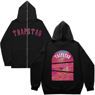 TRAPSTAR Carta Imprimir Capuz Mulher Homem Y2k Gótico Com Zíper Completo 2024 Novo