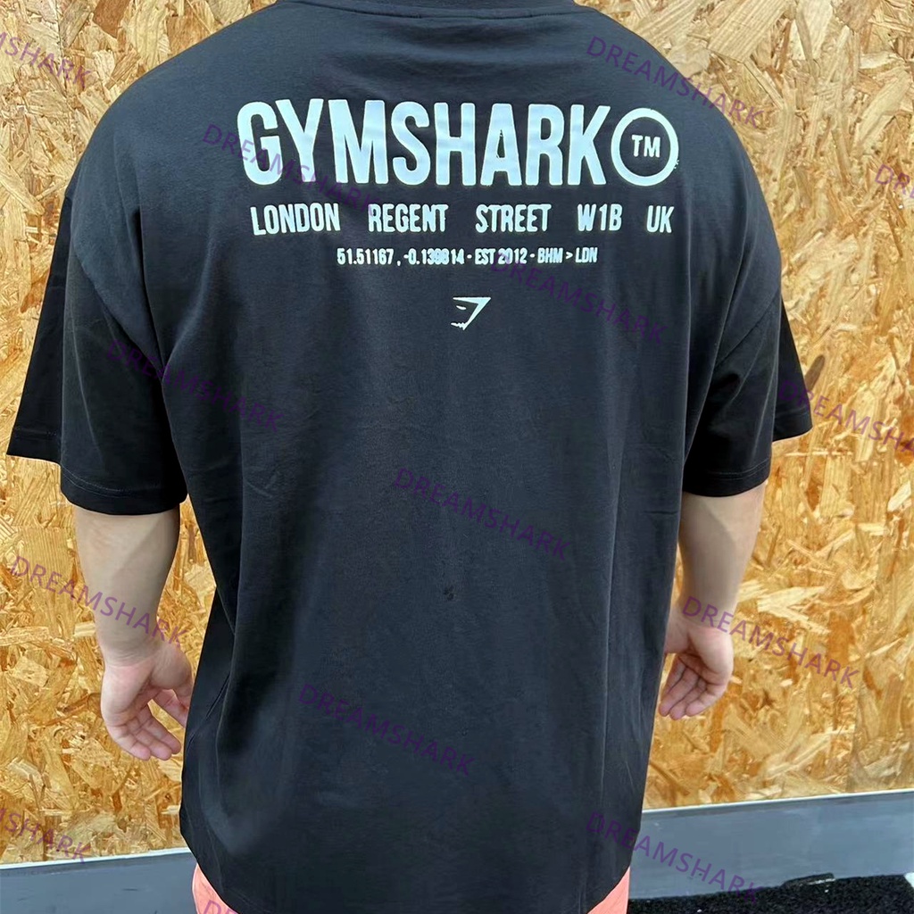 Gymshark solto impresso camiseta puro algodão Deadlift agachamento Fitness esportes topo masculino feminino estilo contr