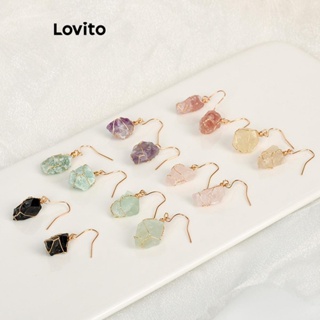 Lovito Brincos De Fio Irregular De Cristal Liso Casual Com Brilho Para Mulheres LCS05095