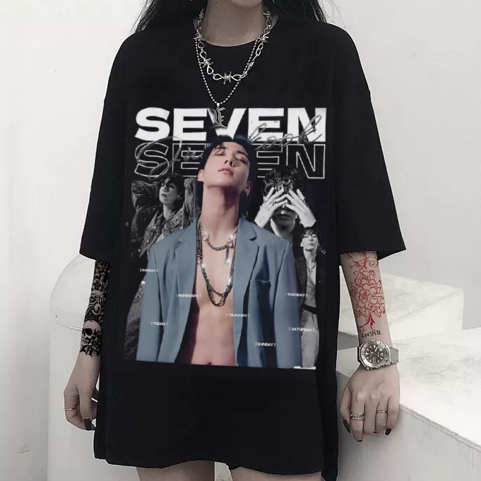 Camiseta Invicto Preta Bts Jeon Jung-kook Seven Jungkook Kpop