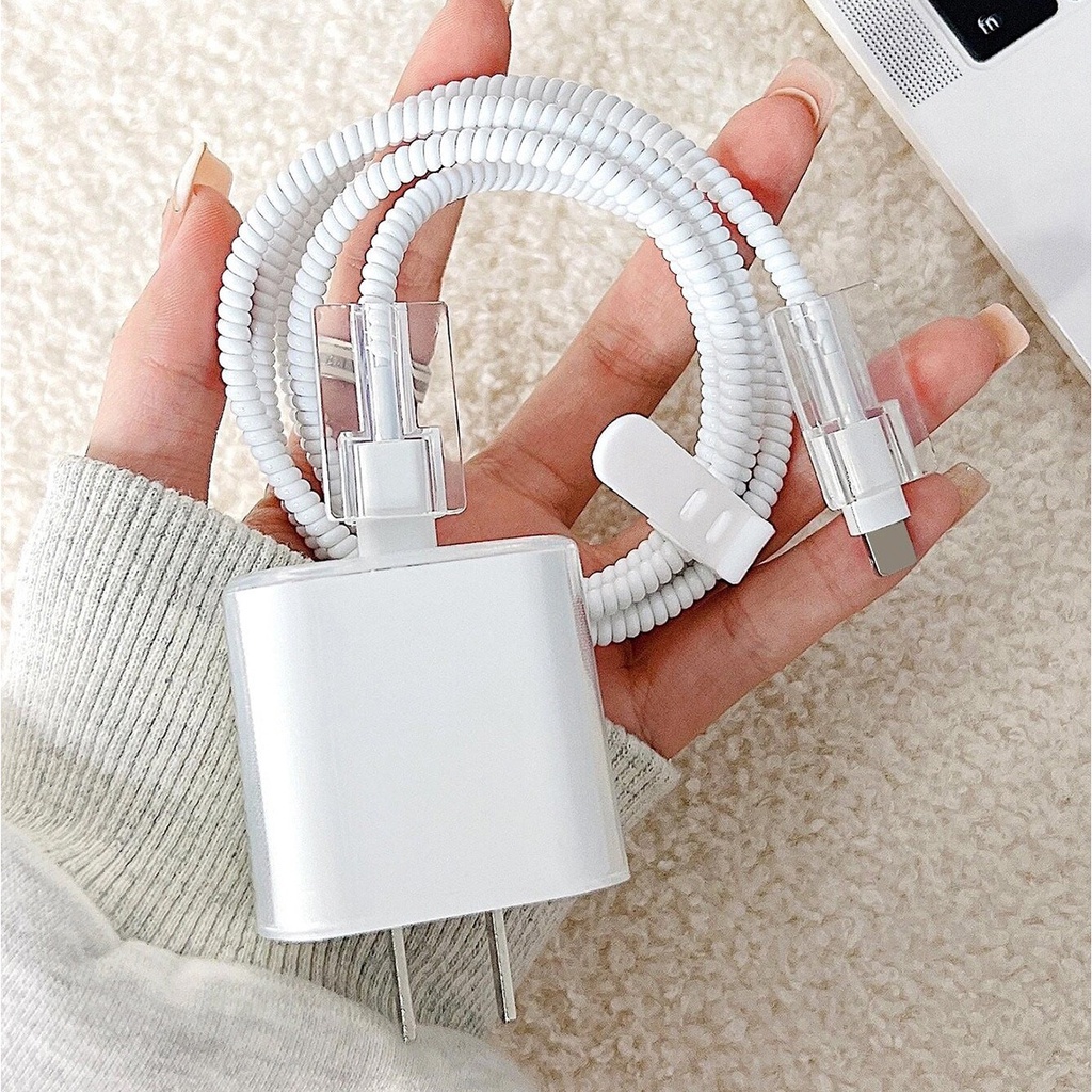 Protetor Cabo IPhone Flores Verdes - Kit Completo DIY