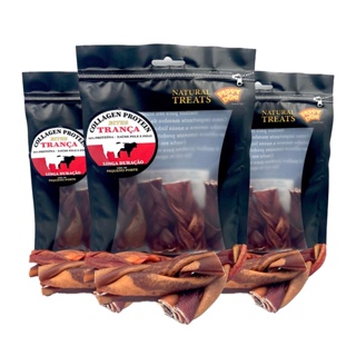 KIT 3 Petisco Natural Para Cães Bites Trança com 4un Mordedor Peppy Dog