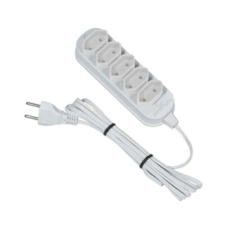 Extensão elétrica 3 metros 5 tomadas bivolt branco Force Line
