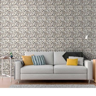 Papel de parede geométrico cinza 2424 52cm x 10m vinílico Revex