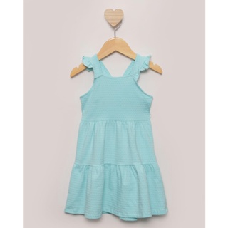 Vestido Bebê Menina Três Marias Regata Texturizado Azul