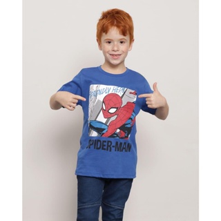 Camiseta Infantil Manga Curta Marvel Homem Aranha Azul