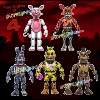 6pçs Jogo FNAF Brinquedo Bonnie Foxy Fazbear Urso Freddy Ação Bonecos Cinco  Noturno Com Luz Para Crianças