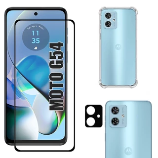 Kit Para Moto G54 5g | Película 3D - Capa Anti Shock - Película da Câmera 3D