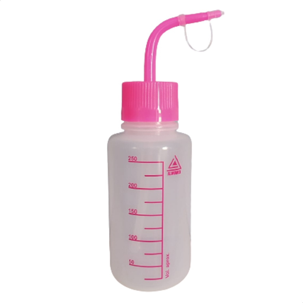 Pisseta almotolia plástica polietileno PE graduada bico curvo e graduação rosa fluorescente profissional para Limpeza e Enxague auxilio na extensão alongamento de cílios, Skin Care, Manicure e Pedicure