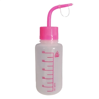 Pisseta almotolia plástica polietileno PE graduada bico curvo e graduação rosa fluorescente profissional para Limpeza e Enxague auxilio na extensão alongamento de cílios, Skin Care, Manicure e Pedicure