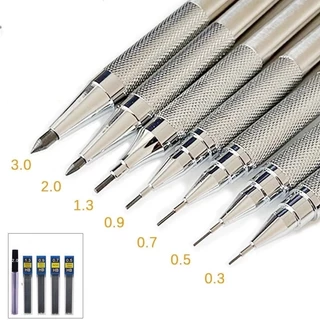 0,3/0,5/0,7/0,9/1,3/2,0mm Desenho De Arte Metálica Conjunto De Lápis Mecânico Pintura Líderes Automáticos Material Escolar De Escritório