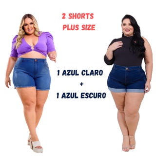 Kit 2 Shorts Feminino Plus Size Meia Coxa Dia Das Mães
