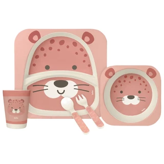 Kit Refeição Em Bambu Onça Rosa 05 peças 16227 - Buba