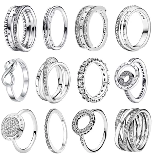 S925 Anel Pan Ring Original Com Variedade De Banho De Prata Clássico LOGO Pavé Homens Mulheres Mesmo Estilo De Casal Presente Jóias De Moda De Luxo Leve