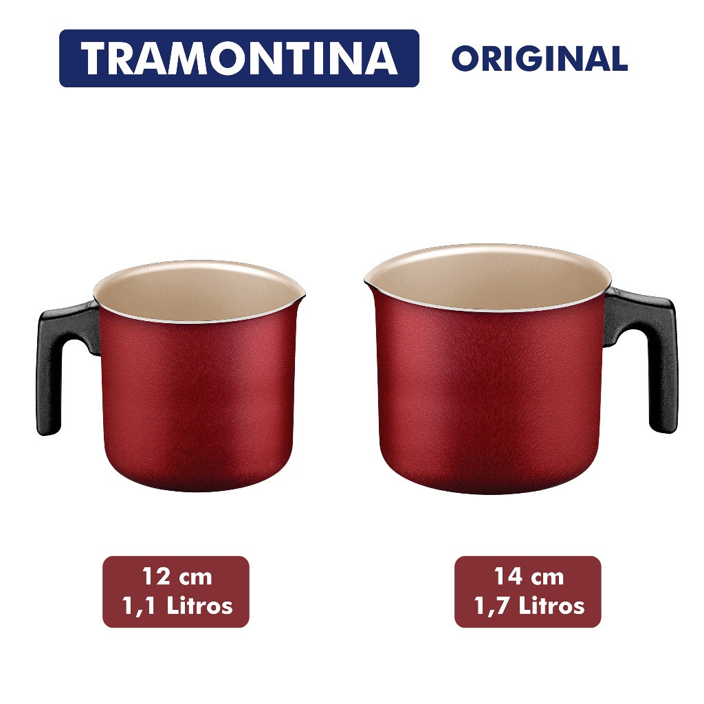 Canecão, Fervedor, Leiteira TRAMONTINA Antiaderente 12 cm 1,1 Litro ou 14 cm 1,7 Litros