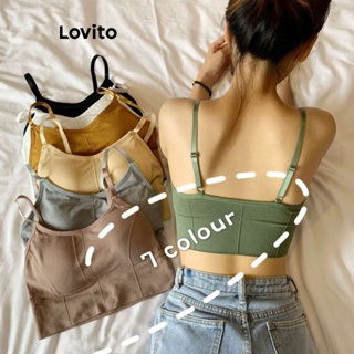 Lovito Sutiã Esportivo Básico Liso Casual Para Mulheres LNA27249 (Gengibre/Cinza/Branco/Verde/Preto)