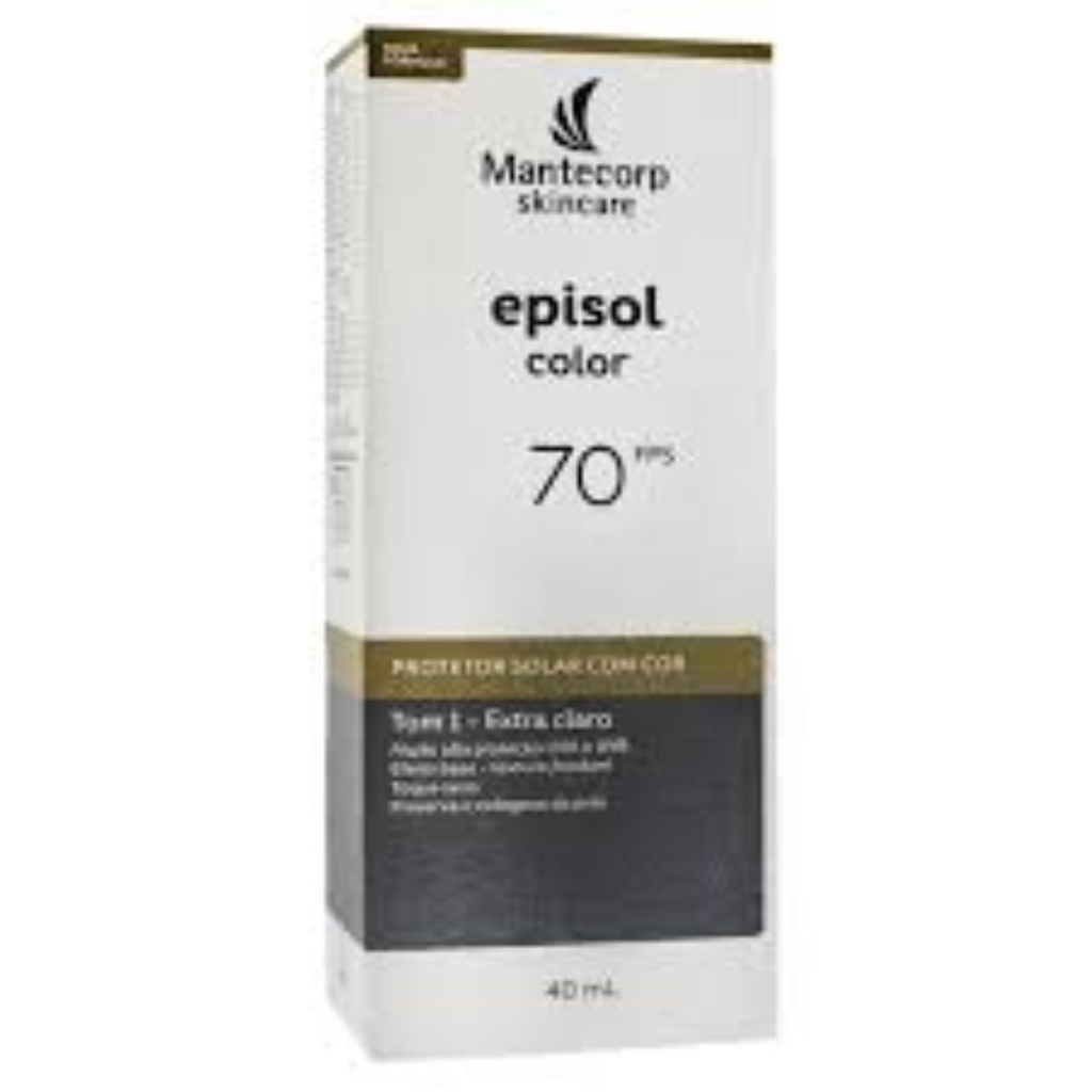 Protetor Solar Facial Episol Color FPS70 Tom 1 Extra Claro com 40ml ...