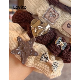 Lovito Laços De Cabelo Casuais Em Formato De Coração Para Mulheres LFA10325