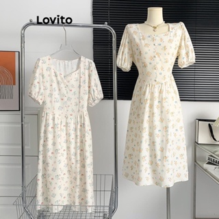Lovito Vestido Elegante Ditsy Floral Jacquard Com Zíper Nas Costas Para Mulheres LNE42212
