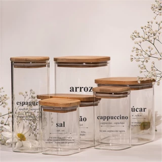 Kit 42 Adesivos Decorativos Dicionário Divertido para Potes 7x7cm Mantimentos Adesivos Transparentes Organizadores de Cozinha