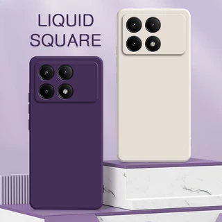 Capa Original Quadrada De Silicone Líquido Para Xiaomi POCO X6 Pro POCOX6 X6Pro 5G Versão Global Bolsas Telefone Celular Soft Mobile Fundas Bags