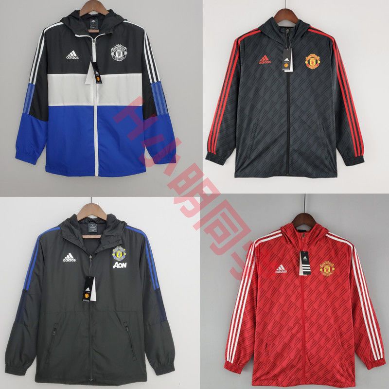 Novo Estilo 22 /23 Manchester United Windbreaker Jacket No. 7 C Luo Football Jersey Jaqueta de outono à prova de vento Jaqueta de outono Treinamento de Jersey