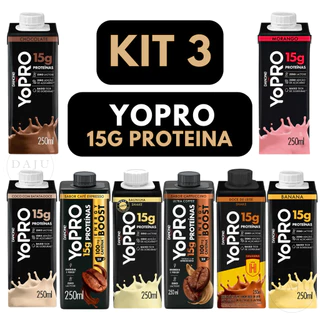 Kit 3 YoPro Bebida Láctea 15G De Proteina 250ML Sabores em Oferta na Shopee