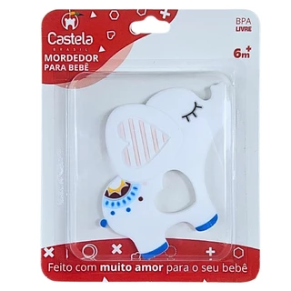 Mordedor Massageador de Gengivas Macio Elefante Infantil Branco Livre Bpa Castela