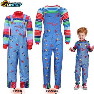 Chucky Cosplay Costume Homens Mulheres Camisa Calças Fantasia Festa De Halloween Fato Disfarçado De Carnaval