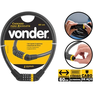 Trava Tranca Cadeado Segurança Bike Senha Segredo Vonder 3252060001