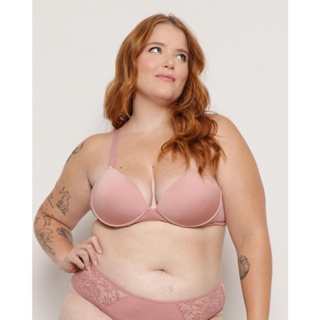 Sutiã Feminino Plus Size Com Base e Bojo Casca Rosa