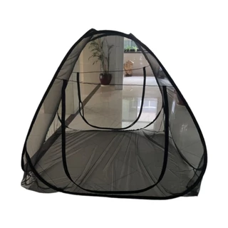 Mosquiteiro Preto Tenda Cama Casal e Queen Dobrável Pratico E Portátil 2 portas