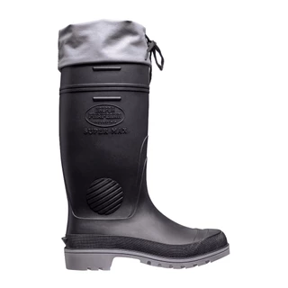 Bota de PVC Galocha Impermeável Supermax Cano Longo Com Amarra Preta e Cinza CA 40400 Calfor