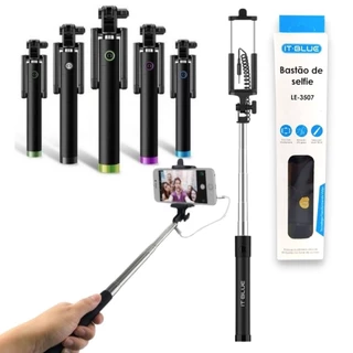 Bastao Selfie Monopod Com Fio Disparador Cabo It-blue Le-033/le-3507