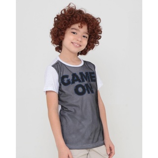 Camiseta Infantil Flamê Tela Game On Branca