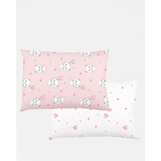 Kit Fronha Bebê 2 Peças Bublim Baby Estampa Ursinhos Rosa e Branco