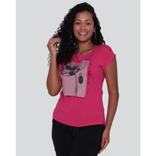 Blusa Feminina Estampa Floral Rosa Escuro