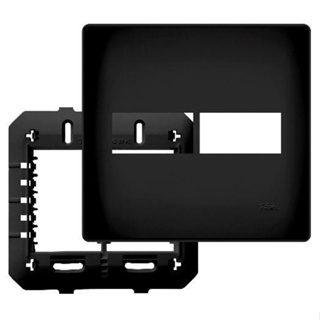 Placa 4x4 2 modulos horizontais com suporte/preta