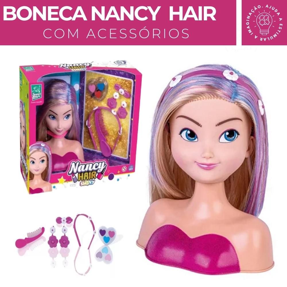 Boneca Busto Brinquedo Menina Maquiagem Penteados Nancy Hair