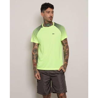 Camiseta Masculina Manga Curta Esporte Estampa Neon Verde