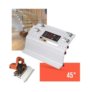 Guia Corte 45° Graus Serra Circular Chanfro Base Suporte Trilho Gabarito Porcelanato Pisos Cerâmica Mármore Corte Meia Esquadria
