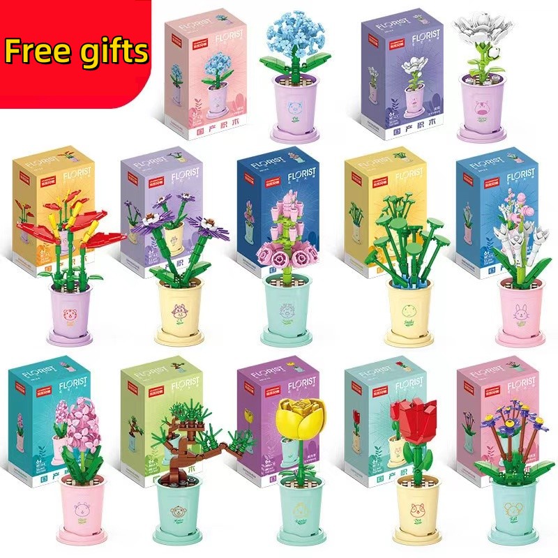 Free gifts Brinquedo Chinês De Construção De Flores Do Zodíaco Sortudo