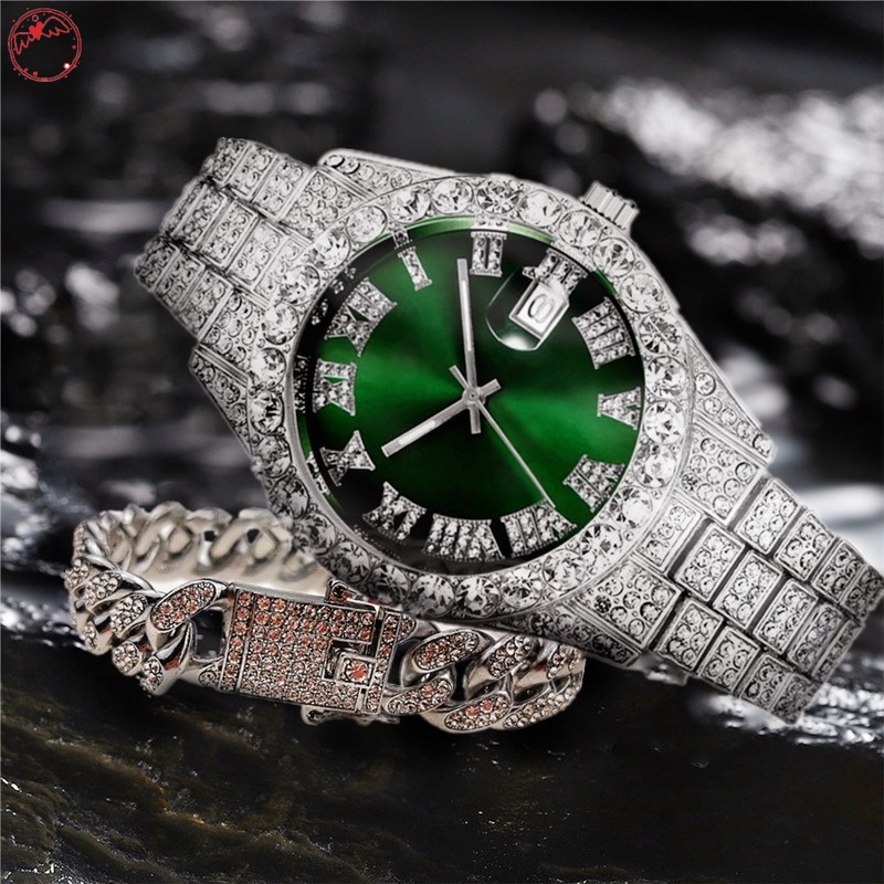 Ice Relógio masculino com Pulseira corrente cravejada Pulseira ...