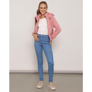 Calça Jeans Feminina Com Puído Skinny Biotipo Azul
