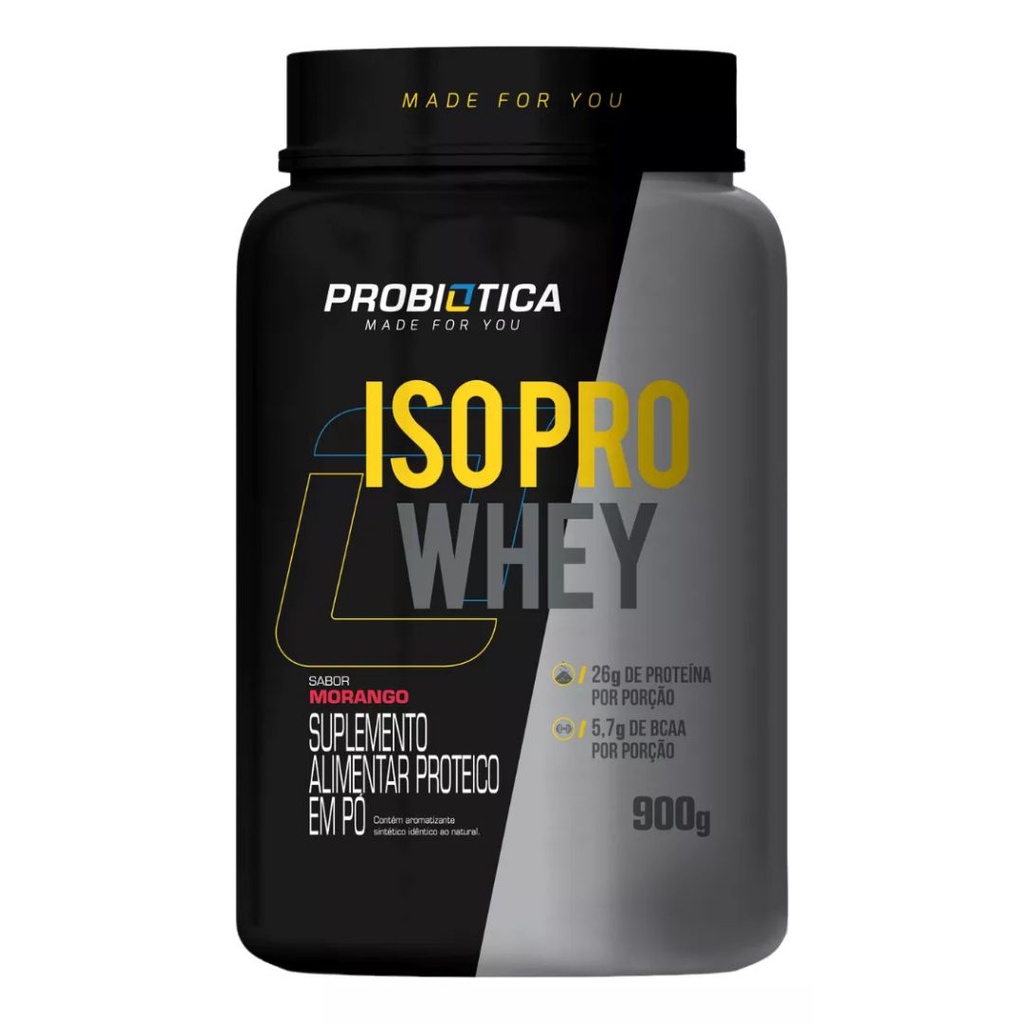 Whey Protein Isolado Iso Pro Whey Morango 900g – Probiótica