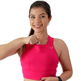 Top Running Pink com bolsos Corrida atletismo Academia Treino
