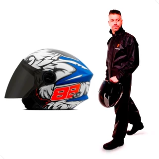 Capacete Moto Pro Tork New Liberty Three Gp 88 Aberto Azul Viseira Fume + Capa de Chuva PVC