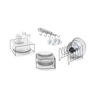 Kit Organização de Cozinha Arthi Krysp com 4 Peças Aço Cinza