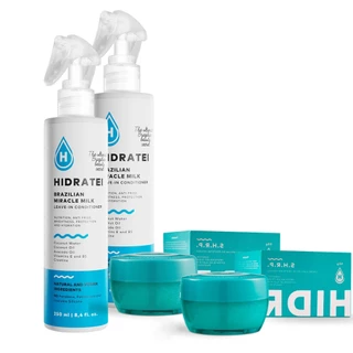 Kit Hidratei: 2x Leave-in Multifuncional 250ml Hidratei + 2x SHRP Creme Proteína Vegana 50g