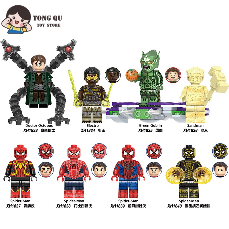 Superhero Minifigures Doctor Octopus Sandman Building Block Coleção de Brinquedos Ornamentos mini Modelo Brinquedo Infantil